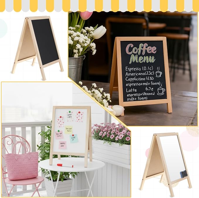 2 Pcs Chalkboard Easel, with 2 Erasers, 15.7x9.8 in Tabletop Stand Chalkboards - Image 5