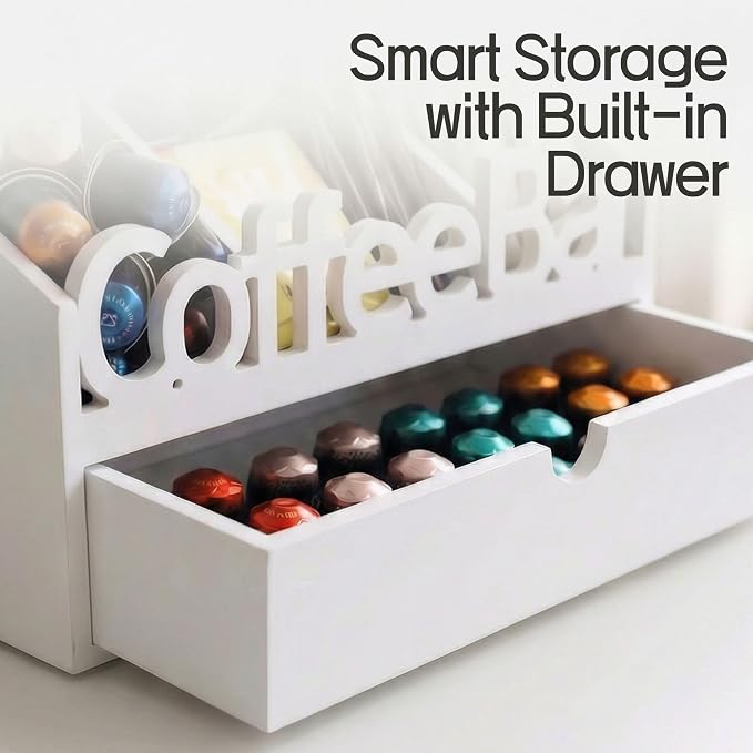 Coffee Bar Organizer Countertop, Wood Coffee Station - Image 3