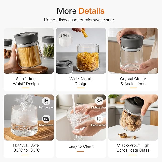 2-Pack Airtight Mason Jar with Silicone Ring, Upgraded Glass Storage Jars with - Image 5