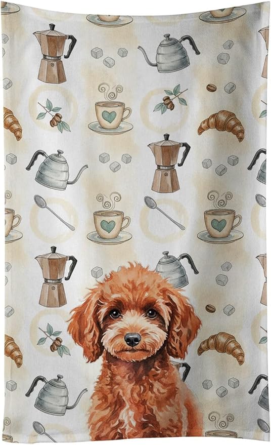 Caroline's Treasures Miniature Red Poodle Coffee Bar Kitchen Towel Velour Plush by CarolinesTreasures