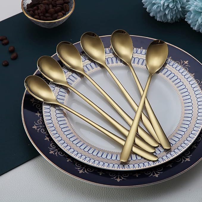 Gold Long Handle Coffee Spoons, Premium Stainless Steel Stirrers - Image 3