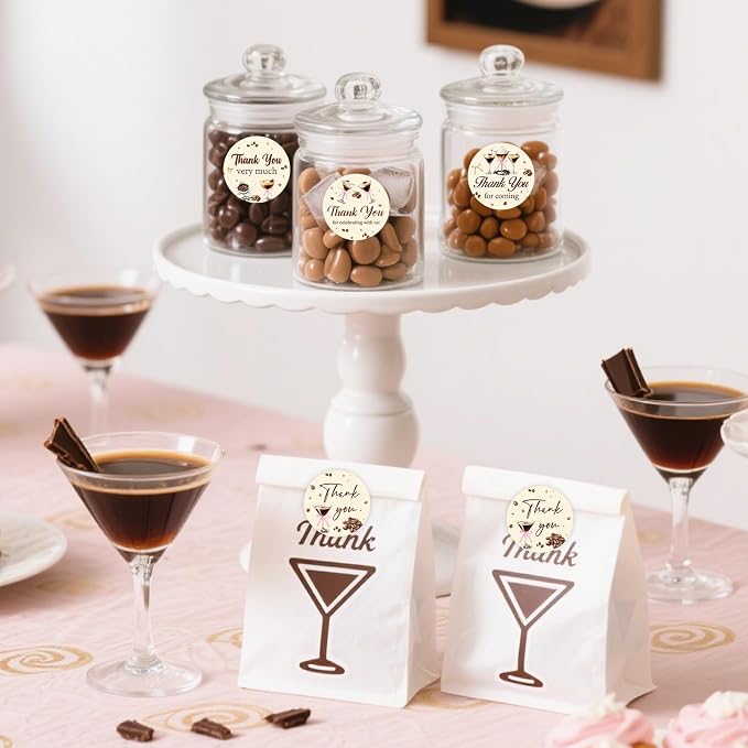 Serencatcher 80pcs Espresso Martini Thank You Stickers, Espresso Martini Theme - Image 4