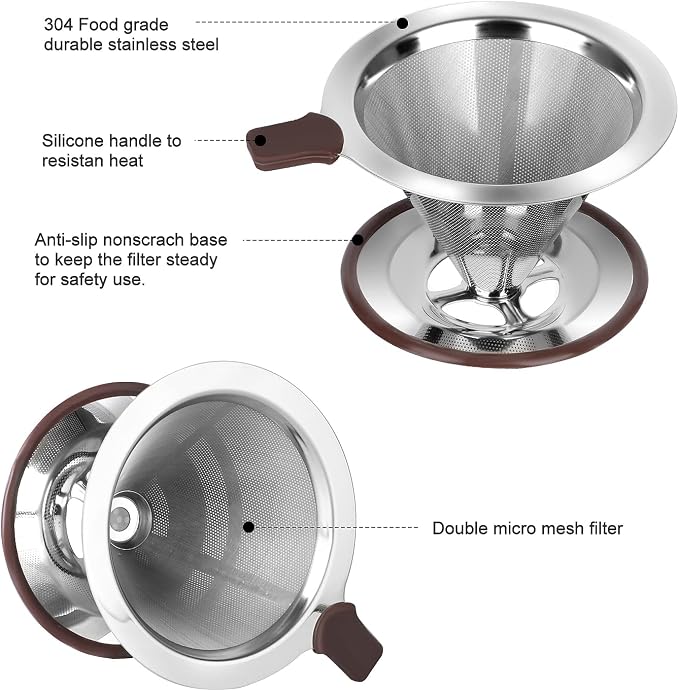 Pour Over Coffee Dripper, Reusable Paperless Coffee Filter, Professional - Image 3