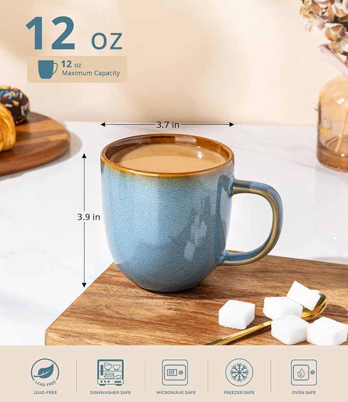 LERATIO Ceramic Coffee Mugs Set of 6, 12oz Handmade Coffee Mugs Set - Image 2