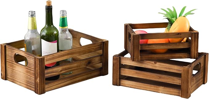 Farmhouse Wooden Nesting Crates Decorative Set of 3, Distressed Crate - Image 5