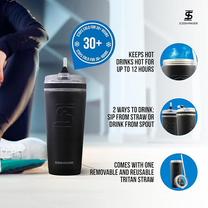 Ice Shaker 26 Oz Tumbler, Insulated Water Bottle - Image 3