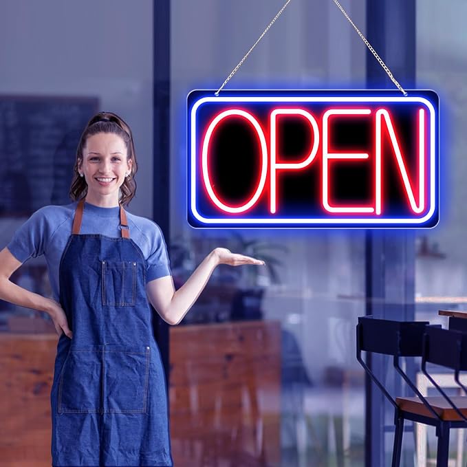 16.5" X 9" Led Neon Open Signs for Business Ultra Bright Plug In Electric Light - Image 3