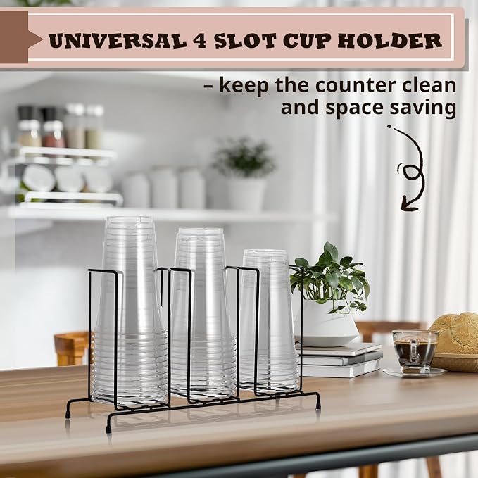 Maxdot 2 Pcs 3 Section Coffee Cup Organizers 14.2 x 8.5 x 5 Inch Wire Rack - Image 4
