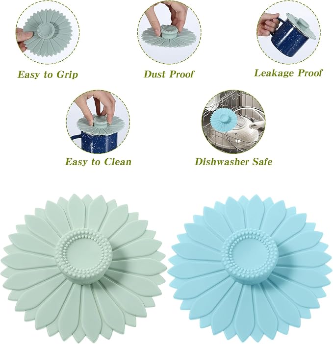 Silicone Cup Covers, Keep Bugs Out, Spill Proof, Dishwasher Safe Sunflower - Image 3