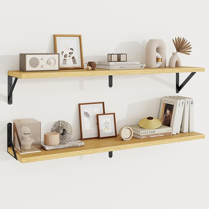 Floating Shelves 8 Inch Deep, 48W x 8D Wall Shelf Set of 2, 70 lbs Heavy Duty by KovaScapeHomeDecor