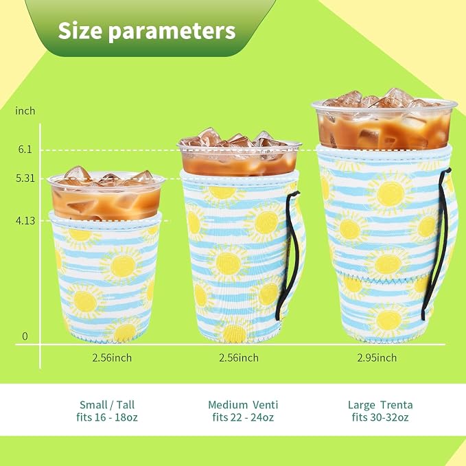 3 Pack Iced Coffee sleeve Insulated Neoprene Cup Sleeves - Image 2