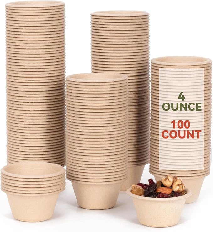 Gere Disposable Testing Bowls, 100 Pack, 4 oz, Natural Biodegradable Bagasse by Gere