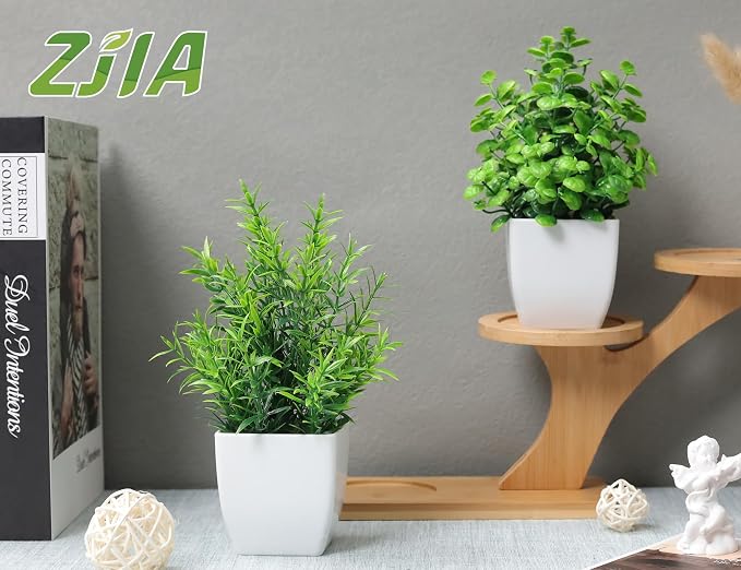 2 Pack Fake Plants Small Artificial Greenery Faux Plants Indoor - Image 4