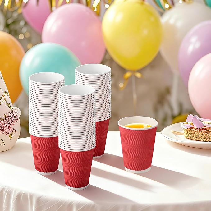Disposable Wavy Insulated Cups, 12 Ounce, 20 Bonus Lids, - Image 8