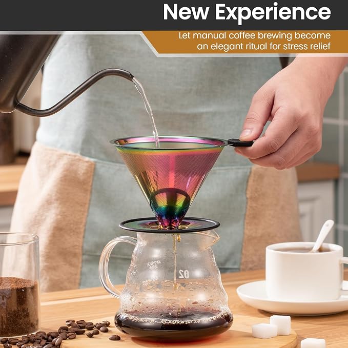 【2.0 Upgraded】 Stainless Steel Pour Over Coffee Filter, Paperless Reusable - Image 7