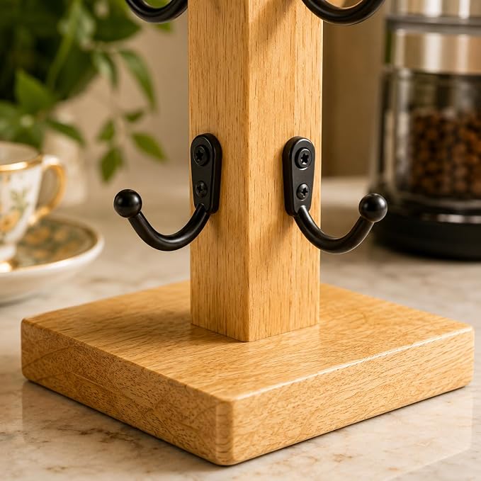 Coffee Mug Tree Stand for Countertop, Wooden Mug Holder - Image 7