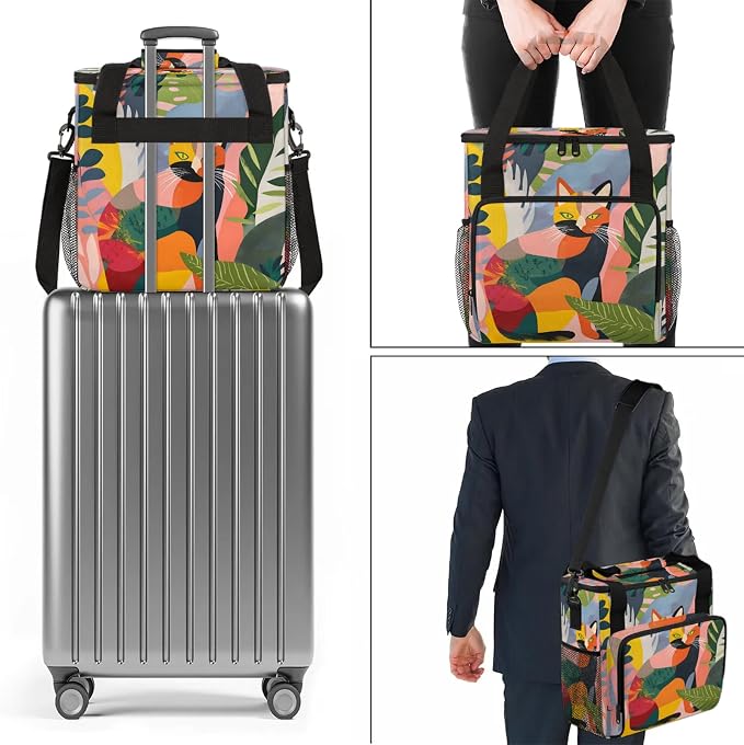Cat Tropical Palm Leaves Coffee Maker Carring Bag, Large Insulated Storage - Image 7