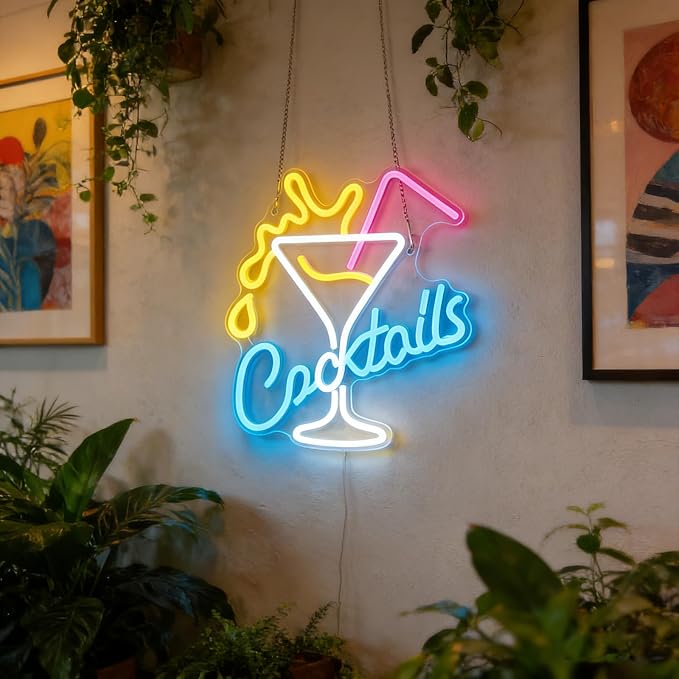Cocktails LED Neon Sign for Wall Decor, USB Powered Neon Cocktail Lights for Bar - Image 4