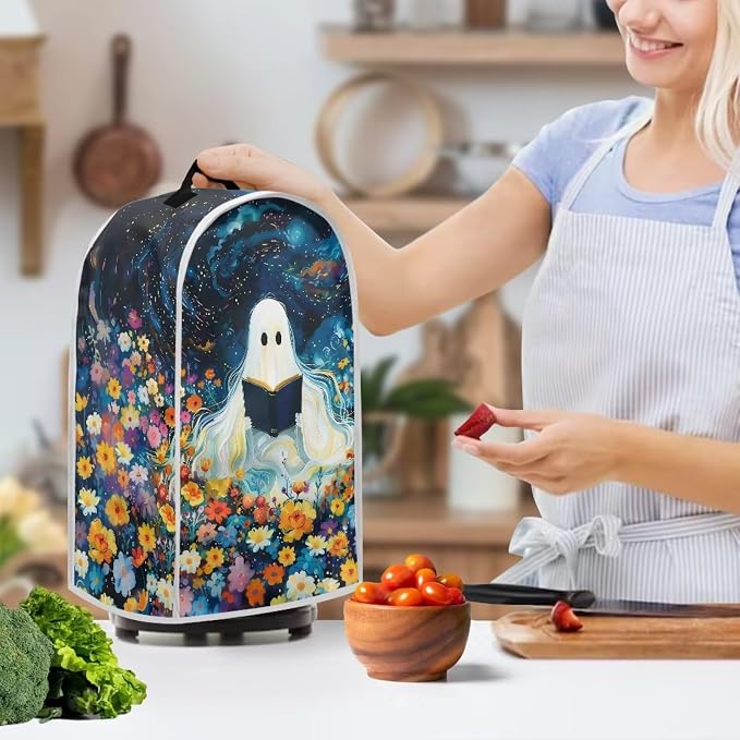 Floral Ghost Book Blender Dust Cover, Anti Fingerprint Polyester Stand Mixer or - Image 3