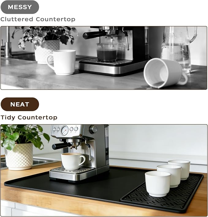 Zihvfzu 24" x 16" Silicone Coffee Bar Mat Set - Image 5