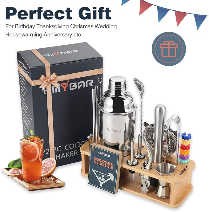 HMYBAR® 22-Piece Cocktail Shaker Set, Mixology Bartender Kit - Image 6