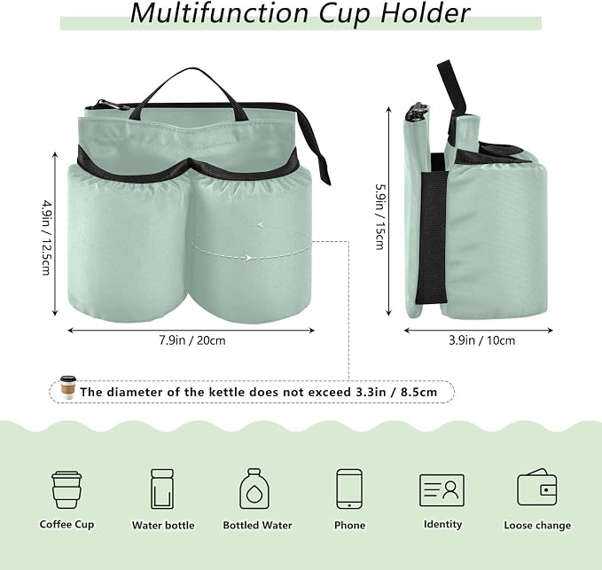 DOMIKING Leave Green Travel Luggage Cup Holder - Image 2