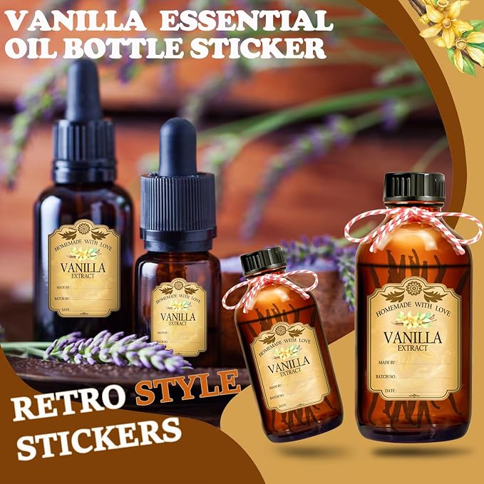 30PCS Vanilla Extract Labels, Holiday Gift Stickers Homemade Vanilla Stickers - Image 3