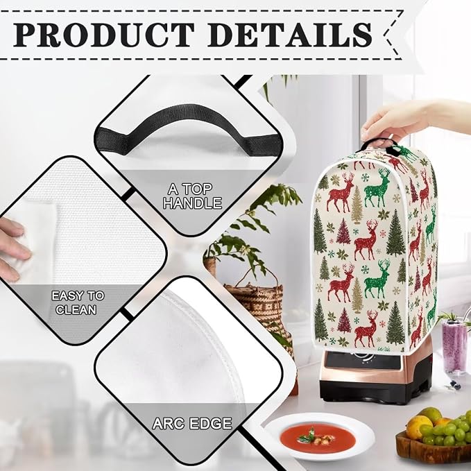 Christmas Trees Deer Blender Dust Cover, Anti Fingerprint Polyester Stand Mixer - Image 4