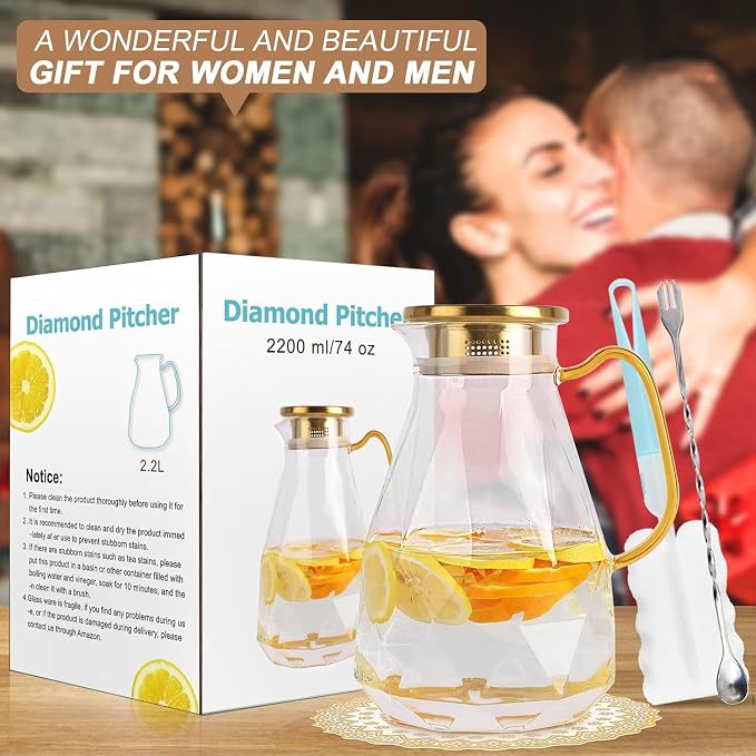 Glass Pitcher, 2.2 Liter Water Pitcher - Image 7