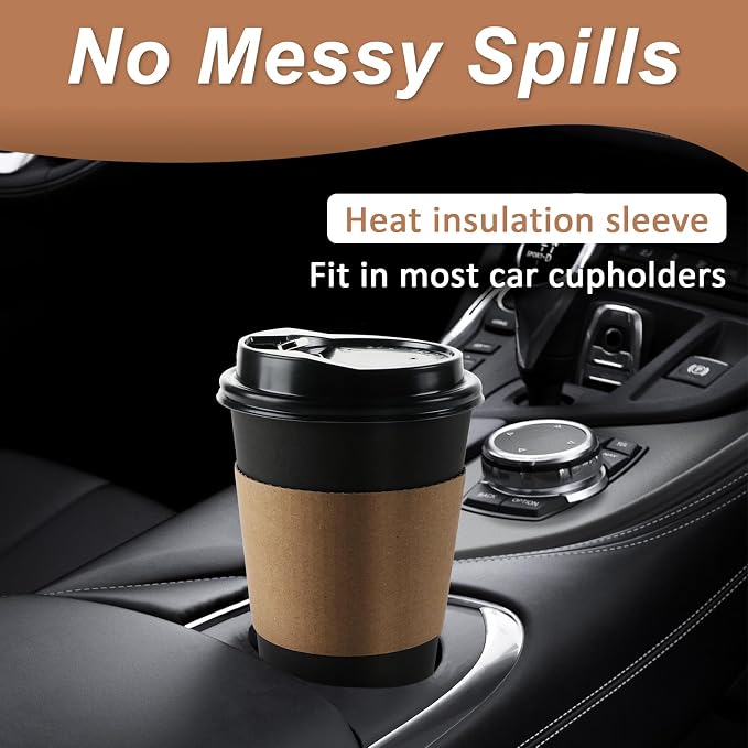 RAZCC 120 Pack 16 oz Paper Coffee Cups Set, Disposable Black Coffee Cups - Image 7