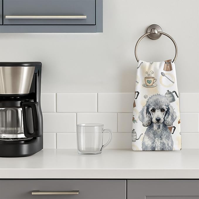 Caroline's Treasures Standard Silver Poodle Coffee Bar Kitchen Towel Velour - Image 3