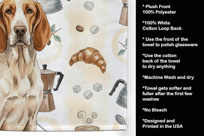 Caroline's Treasures Bracco Italiano Coffee Bar Kitchen Towel Velour Plush - Image 4