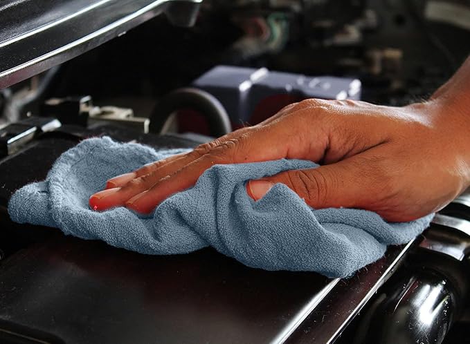 DAN RIVER Shop Towels, 50 Pack Commercial Use Medium Blue Terry Cloth Rags - Image 8
