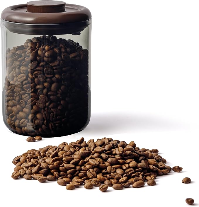 Amber Glass Coffee Canister 11OZ by Rylzvita