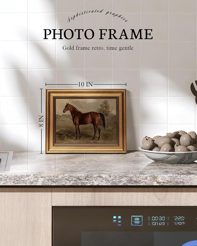 VIYYIEA Gold Framed Canvas Art Prints, Country Horse Art Painting, Vintage - Image 4