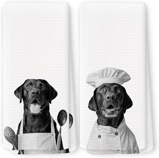 Funny Chef Labrador Retriever Kitchen Towels Set of 2, Labrador Retriever Gifts by Unknown