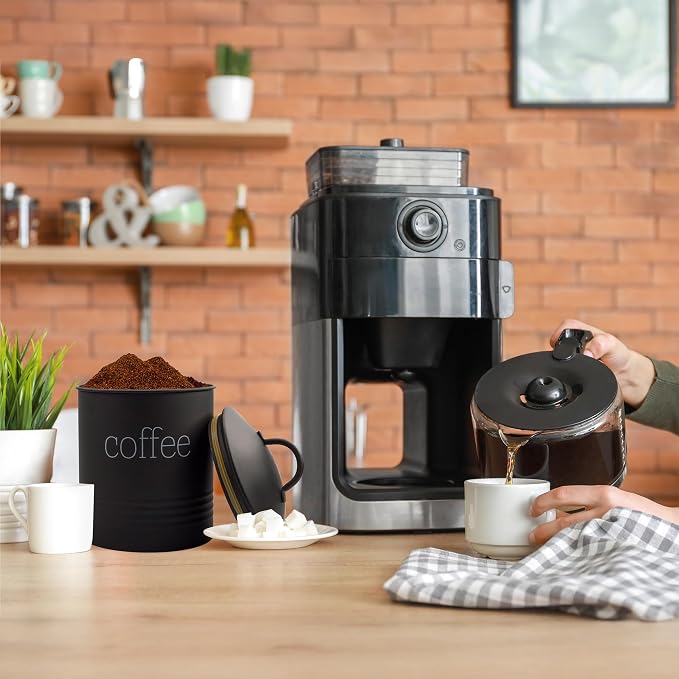 AuldHome Design Enamelware Black Coffee Canister; Modern Farmhouse Style Coffee - Image 9