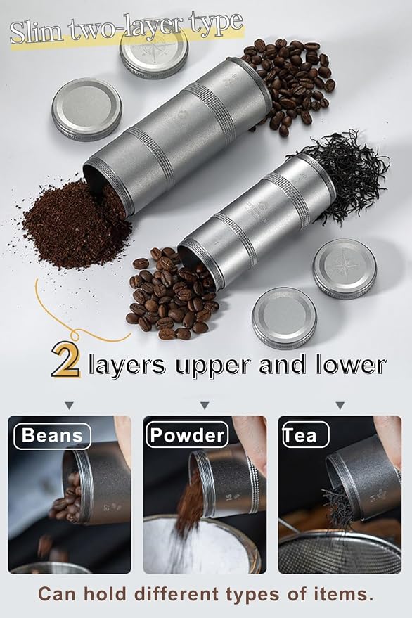 CAMPINGMOON 2-Layer Portable Coffee Bean Storage Canister Airtight Duralumin - Image 5
