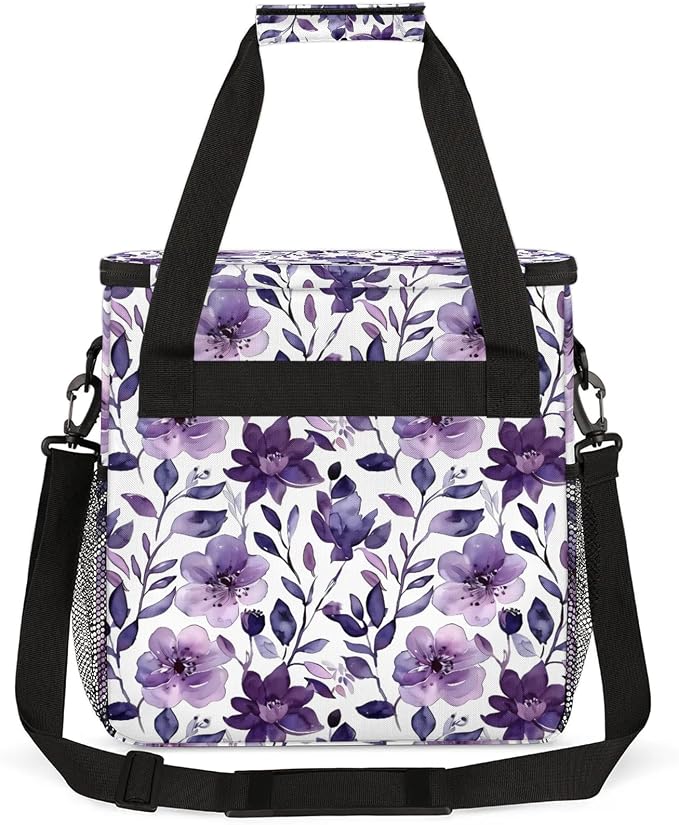 Cute Watercolor Floral Coffee Maker Carring Bag, Large Insulated Storage - Image 5