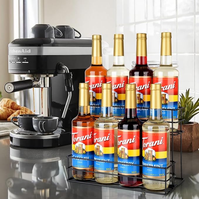 kimilus 8 Bottle Capacity Coffee Syrup Organizer 2 Tier Coffee Syrup Stand Shelf - Image 7