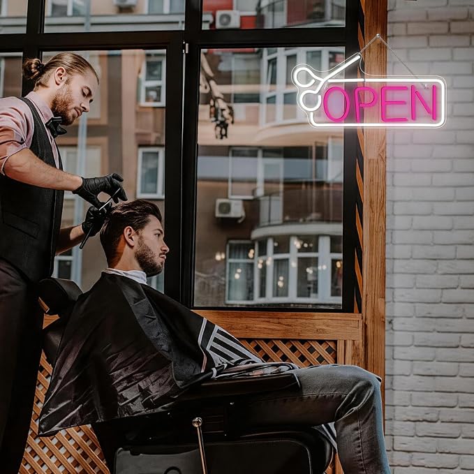 Open Neon Sign Pink Hair Salon Neon Light Barber LED Sign USB Powered Neon - Image 7