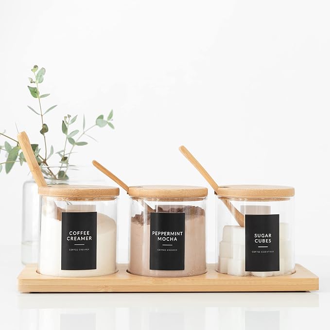 Black Coffee Bar Essentials Labels, 72 Preprinted Coffee Syrup Station - Image 8
