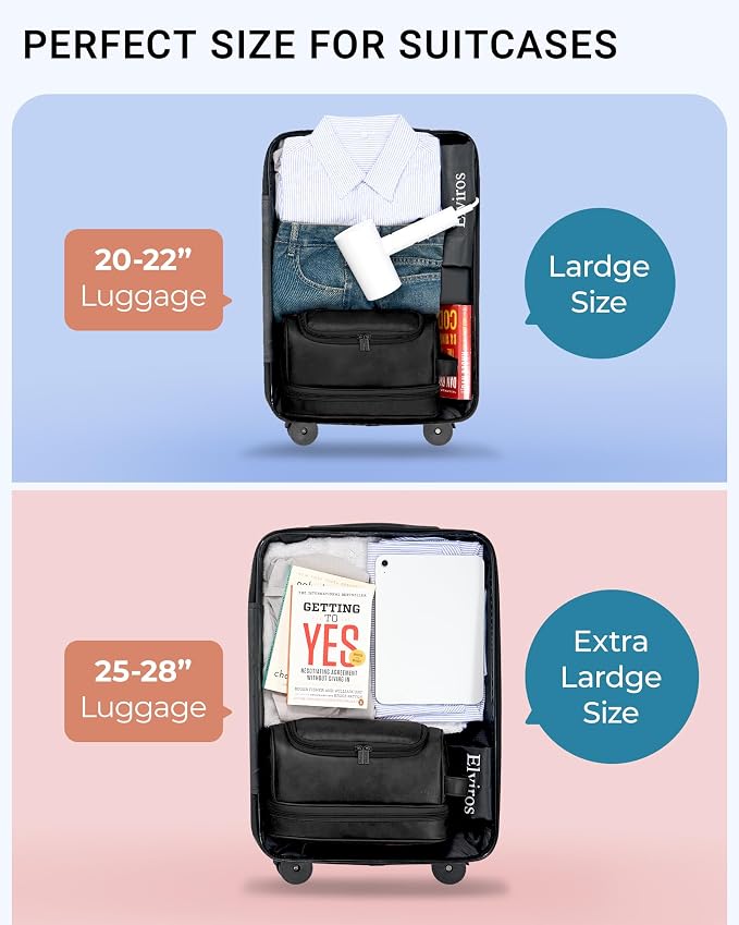 Elviros Toiletry Bag for Mens PU Leather Travel Organizer Kit - Image 4