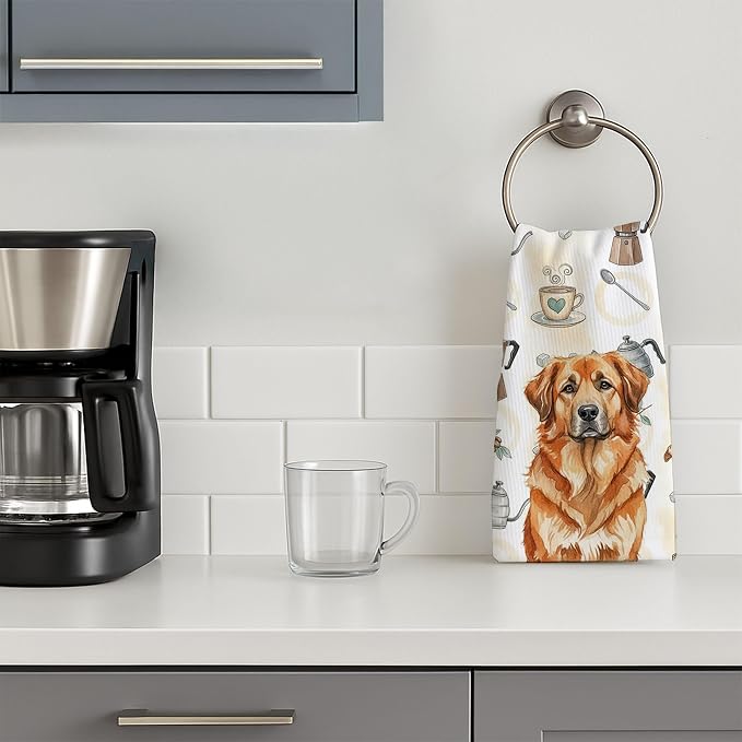 Caroline's Treasures Red Leonberger Coffee Bar Kitchen Towel Velour Plush Front - Image 3