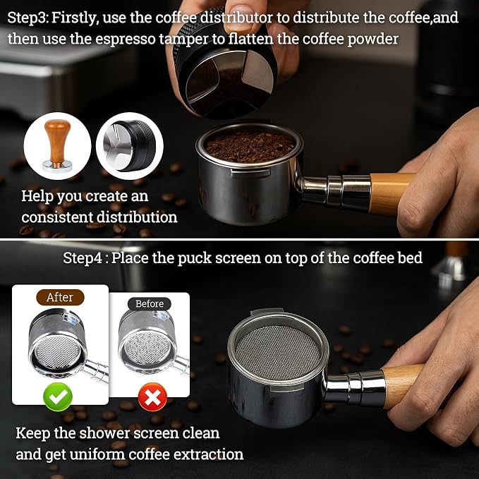 28PCS Espresso Accessories Kit, 58mm Espresso Tamper Tools, Includes Wood - Image 4