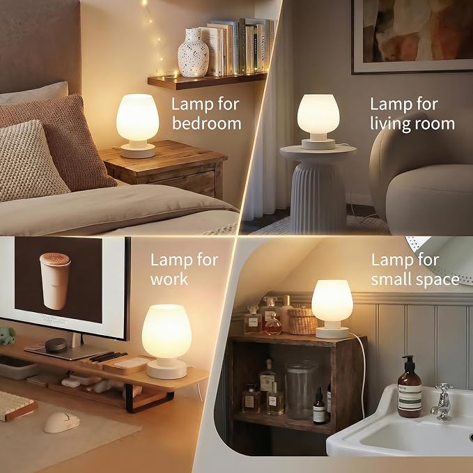 ONEWISH Small Bedside Lamp for Bedroom, 3-Way Dimmable Touch Control, 600 Lumen - Image 4