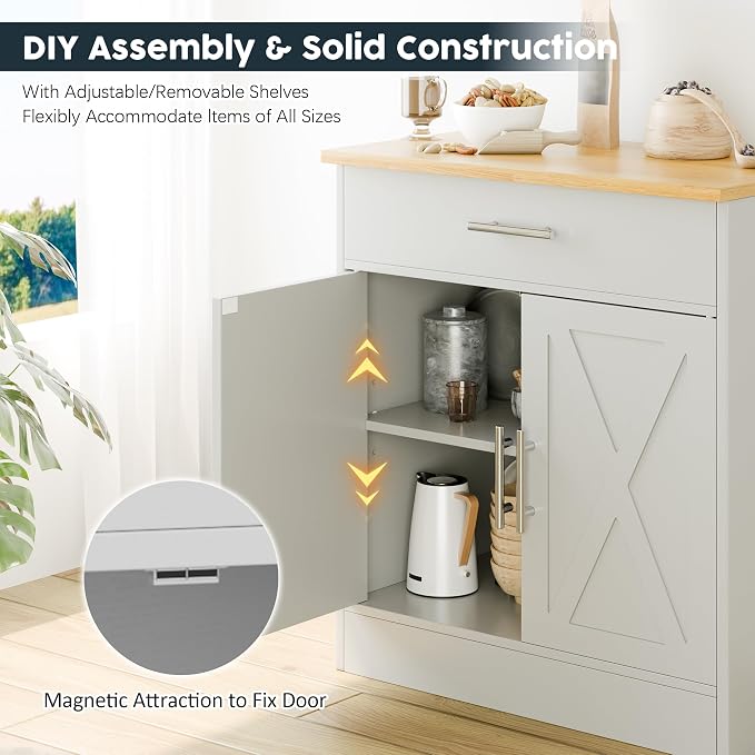 SUNLEI Coffee Bar Cabinet, Wooden Storage Cabinet - Image 6