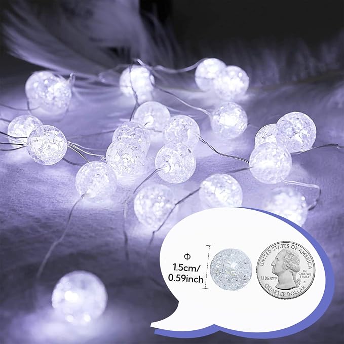 Upgrade Globe String Lights, 10FT 30 LED USB Fairy Lights, 8 Modes Crystal - Image 5