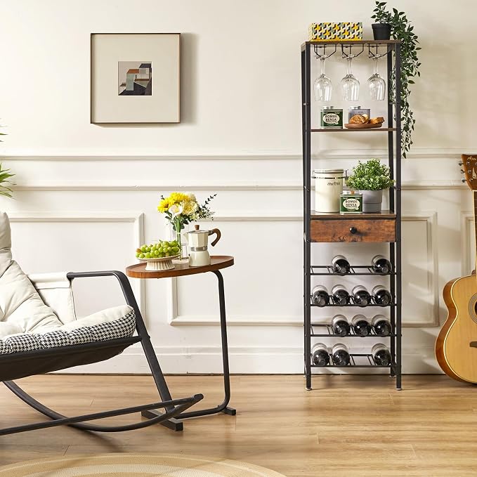 IBUYKE Wine Rack Freestanding Floor, Bar Cabinet - Image 7