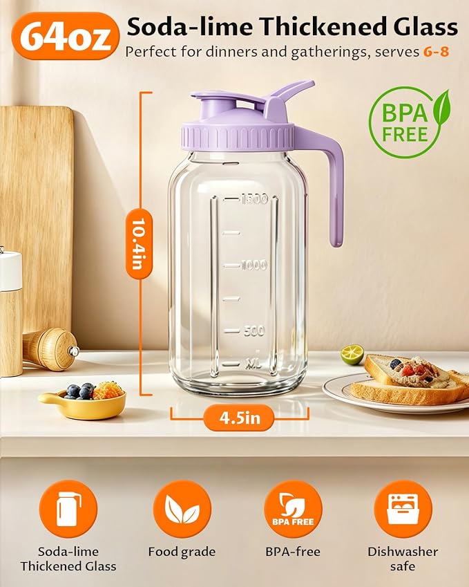 64oz Glass Mason Jar Pitcher - Image 2